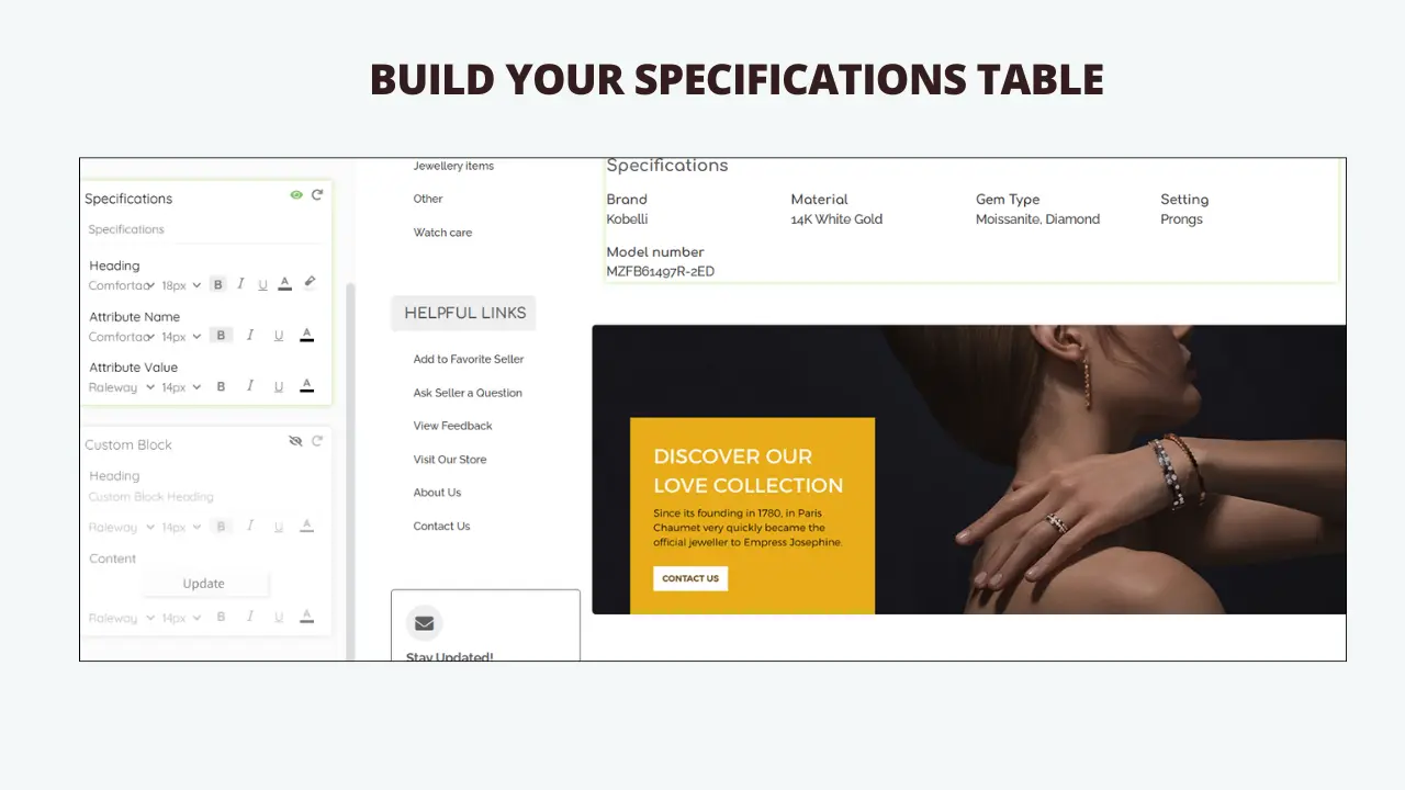 Building a jewelry eBay template with drag and drop modules in BoostOntime