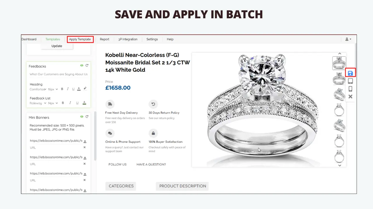 Building a jewelry eBay template with drag and drop modules in BoostOntime