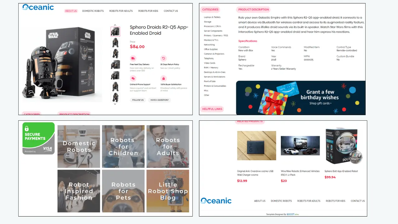 Example of a professional BoostOnTime phone case listing template with branding, features, and related products