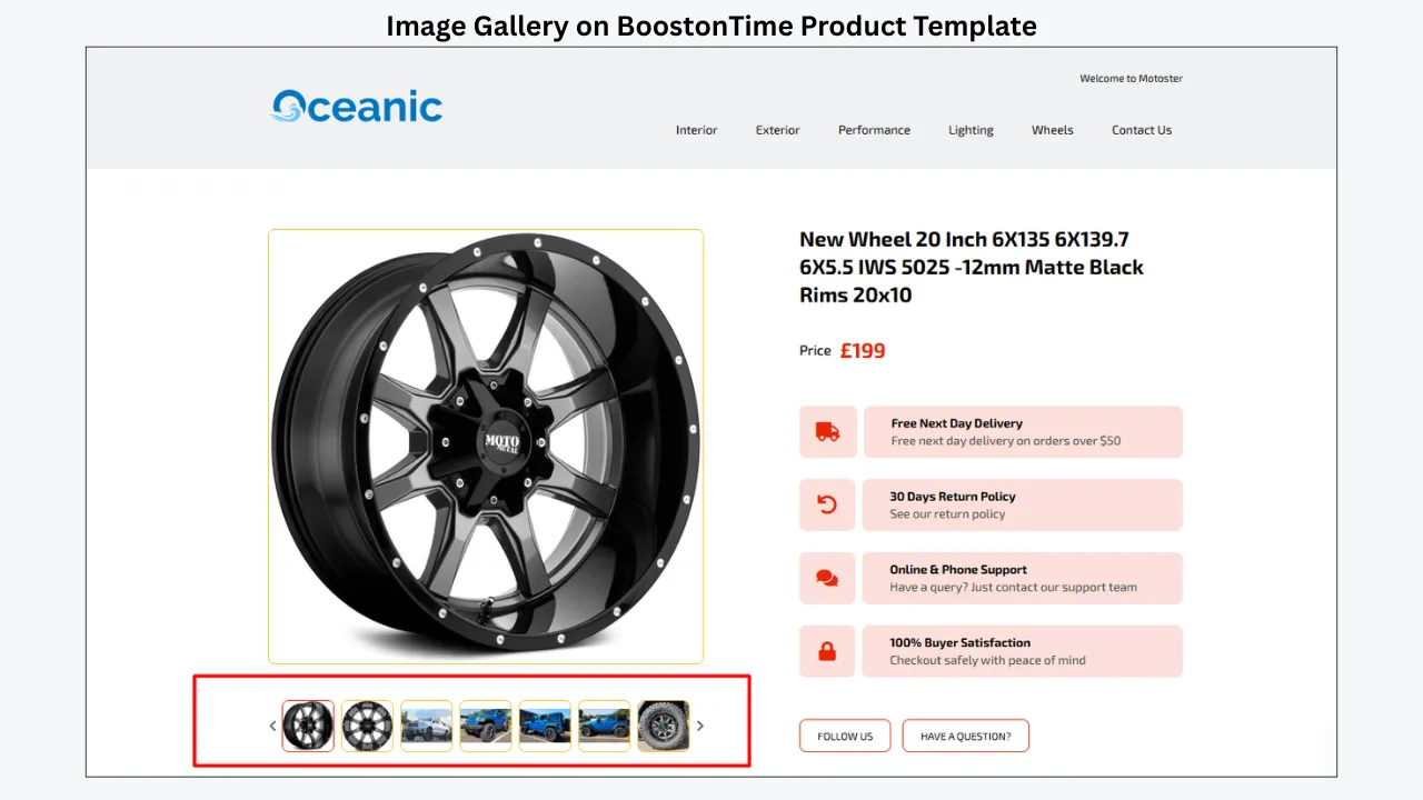 BoostOnTime product template image gallery showing main product photo and thumbnail previews