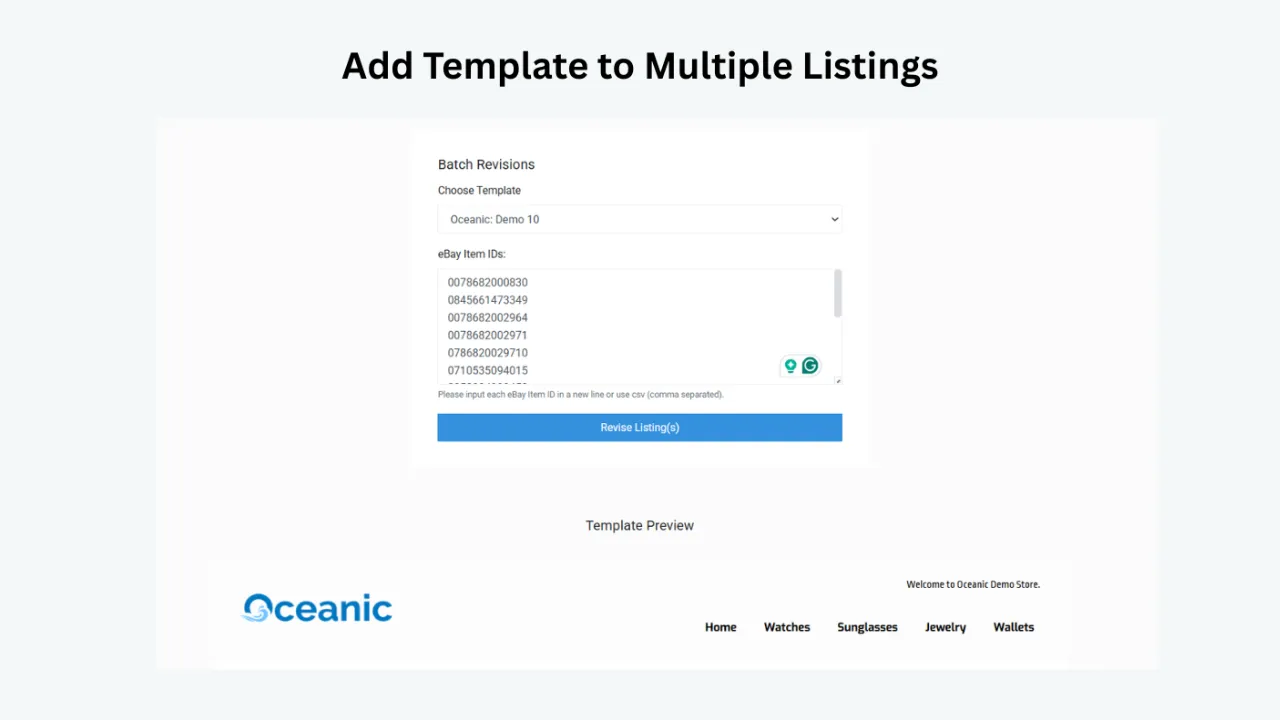 BoostOnTime batch revision tool for adding a template to multiple eBay listings